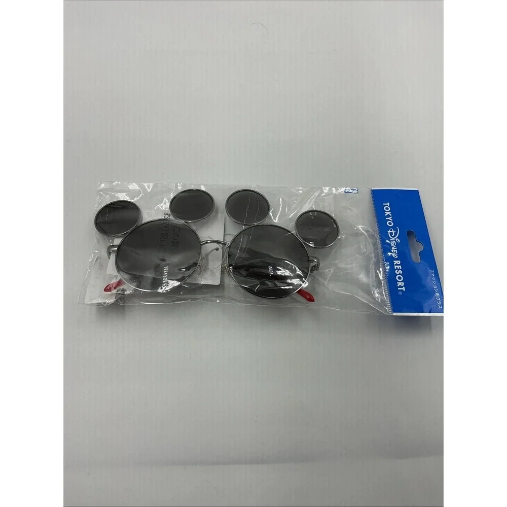 Tokyo Disneyland Japan Mickey Shaped Sunglasses Silver with Black Lens red templ